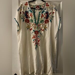 Johnny Was Los Angeles Linen Embroidered Bird Tunic XL Boho